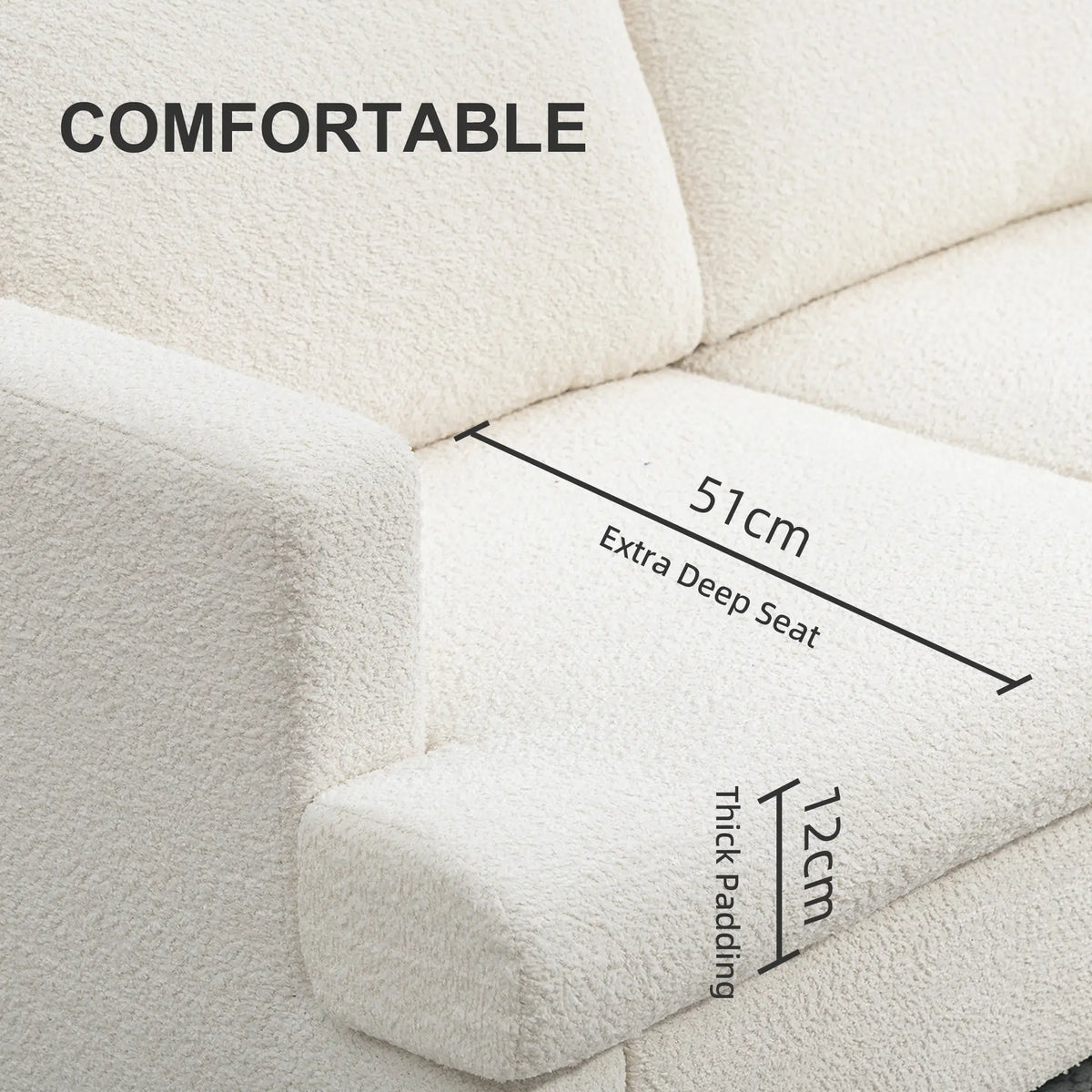 54.3" Loveseat Sofa, 2 Seater, Removable Cushions, Wood Frame, Cream White 2-Seater Sofas at Gallery Canada