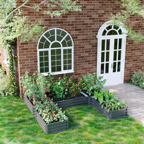 Steel Raised Garden Bed, Set of 5 Large Planters, 8x8x1ft, Grey