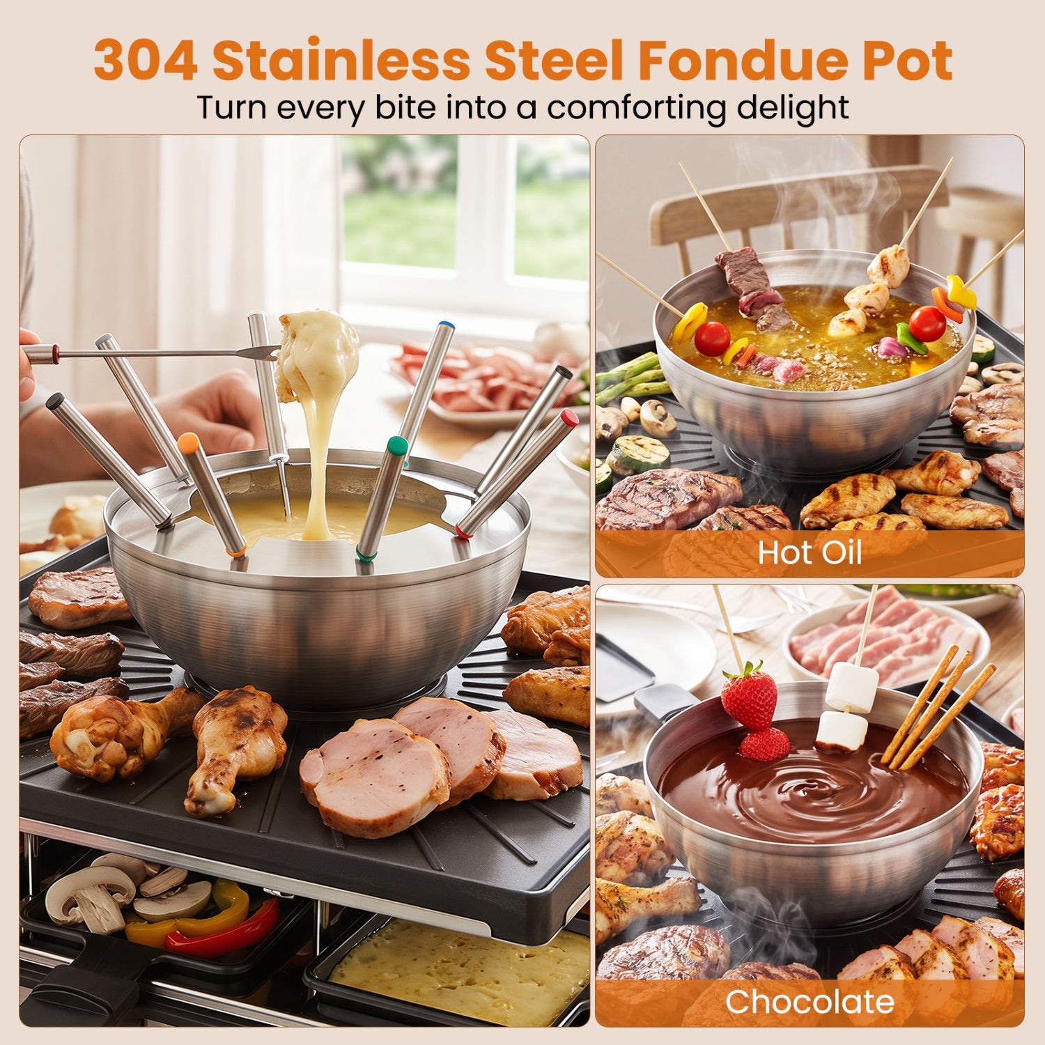 BBQ Grill With Fondue Pot Set, Adjustable Thermostats, For 8 People Outdoor Grills at Gallery Canada
