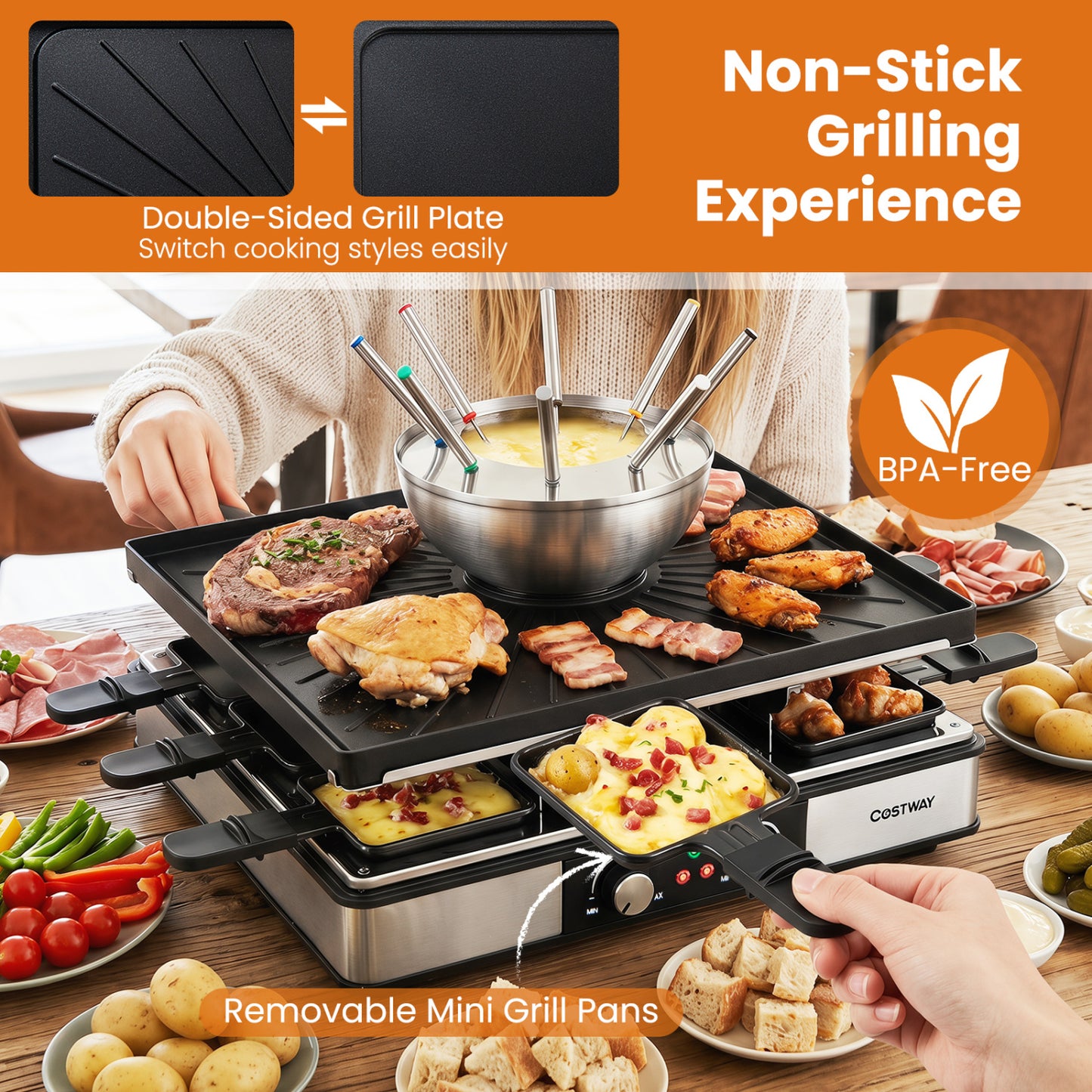 BBQ Grill With Fondue Pot Set, Adjustable Thermostats, For 8 People Outdoor Grills at Gallery Canada
