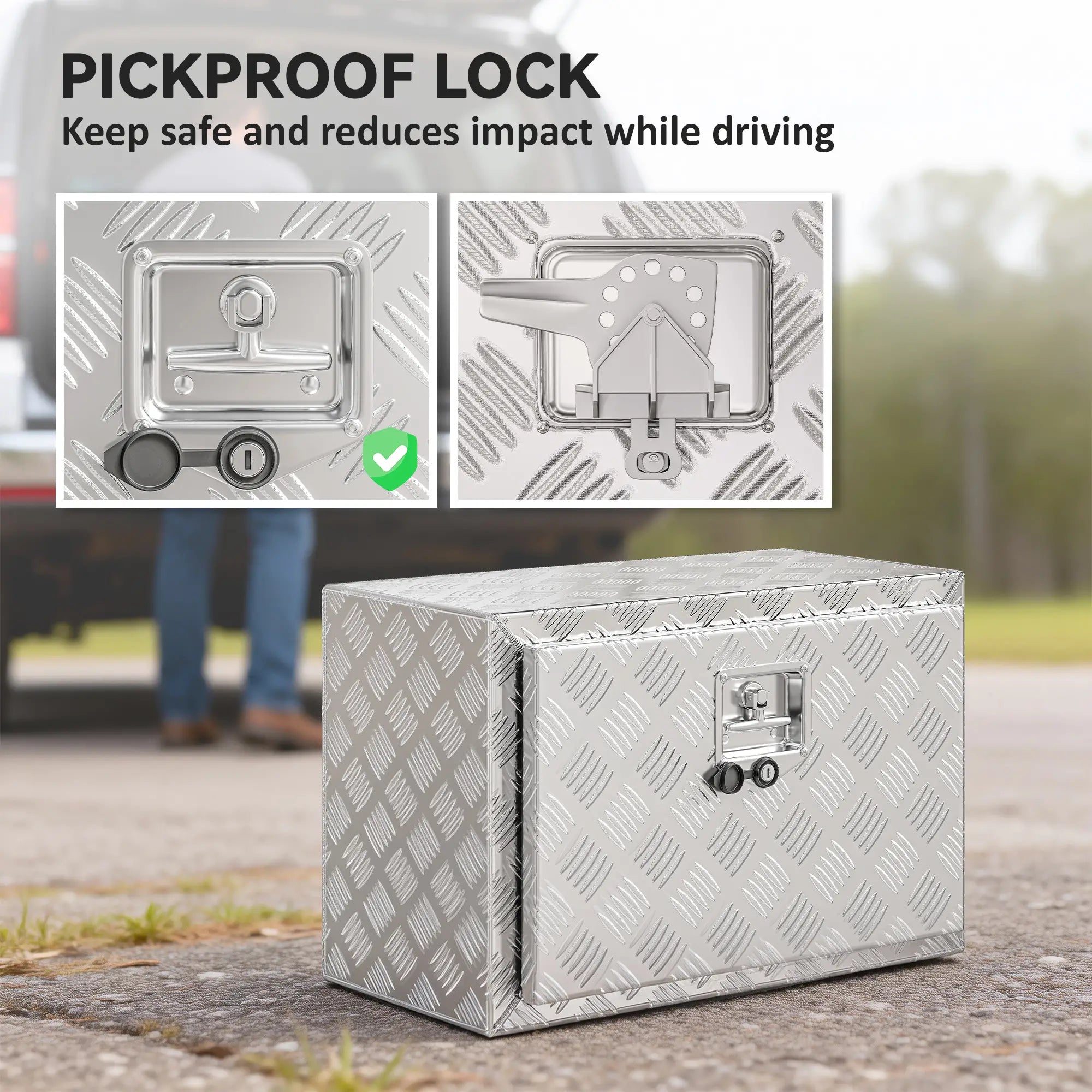 24 Inch Heavy Duty Aluminum Truck Bed Tool Box, Storage Chest With Lock Tool Organizers at Gallery Canada