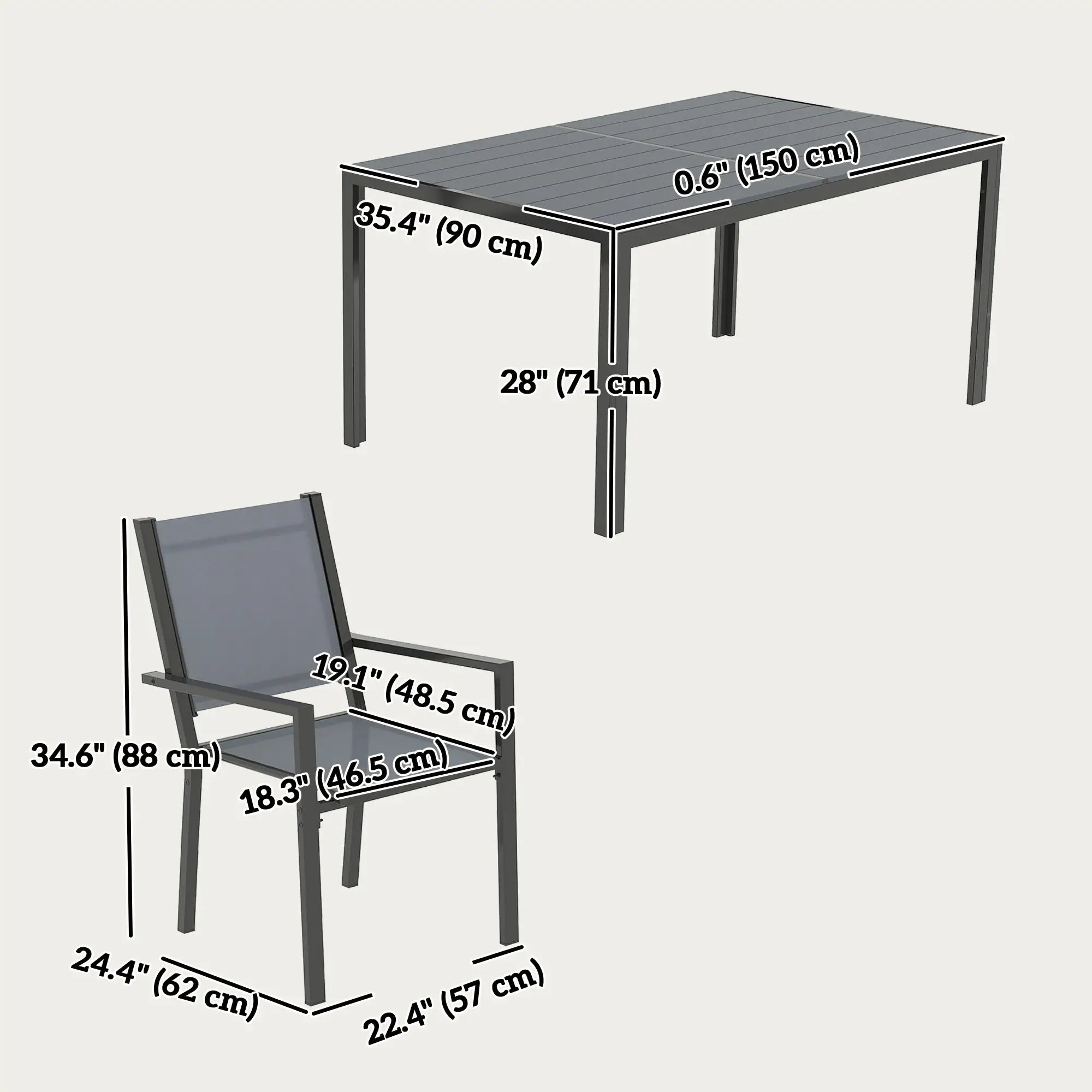 7-Piece Outdoor Dining Set, 6 Stackable Chairs, Rectangle Table, WPC Top Outdoor Dining Sets at Gallery Canada