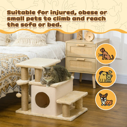 Cat Stairs with Scratching Posts, 23.6" x 15.7" x 26", Beige Dog Stairs at Gallery Canada