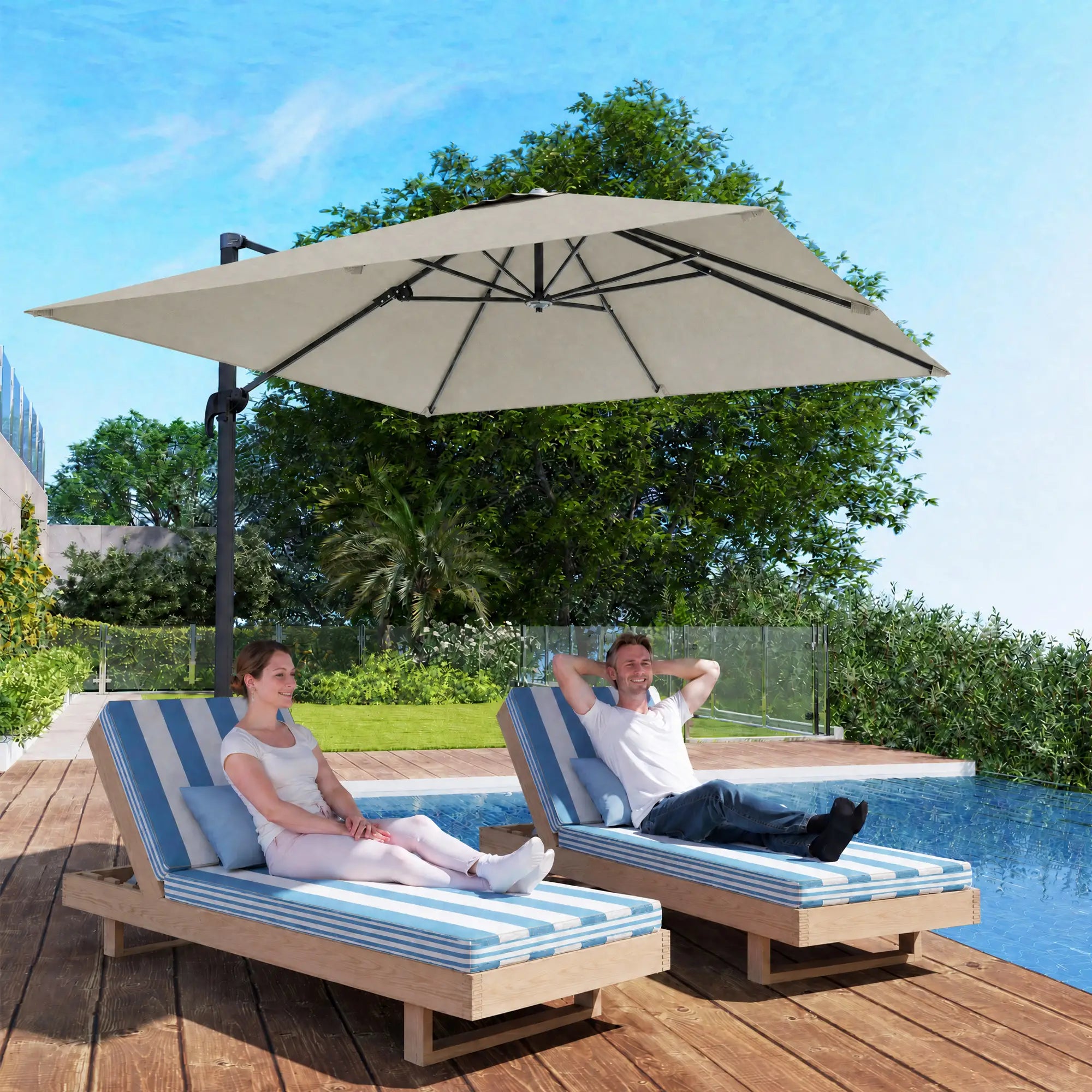 8 FT Aluminum Cantilever Patio Umbrella, 360° Rotation, Dark Grey Offset Cantilever Umbrellas at Gallery Canada