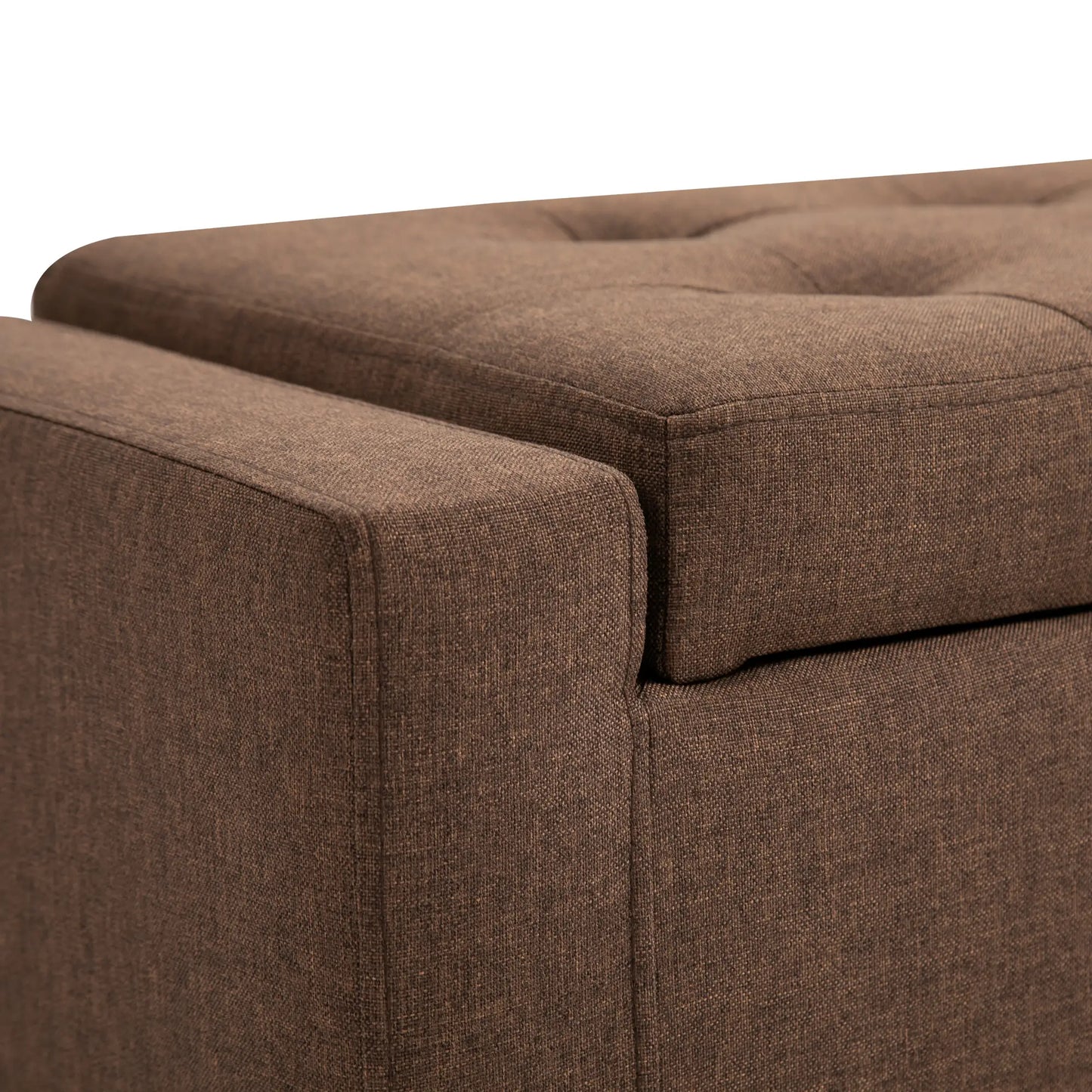 Storage Ottoman Bench, Linen Upholstered, Tufted, Brown Storage Ottomans & Benches at Gallery Canada