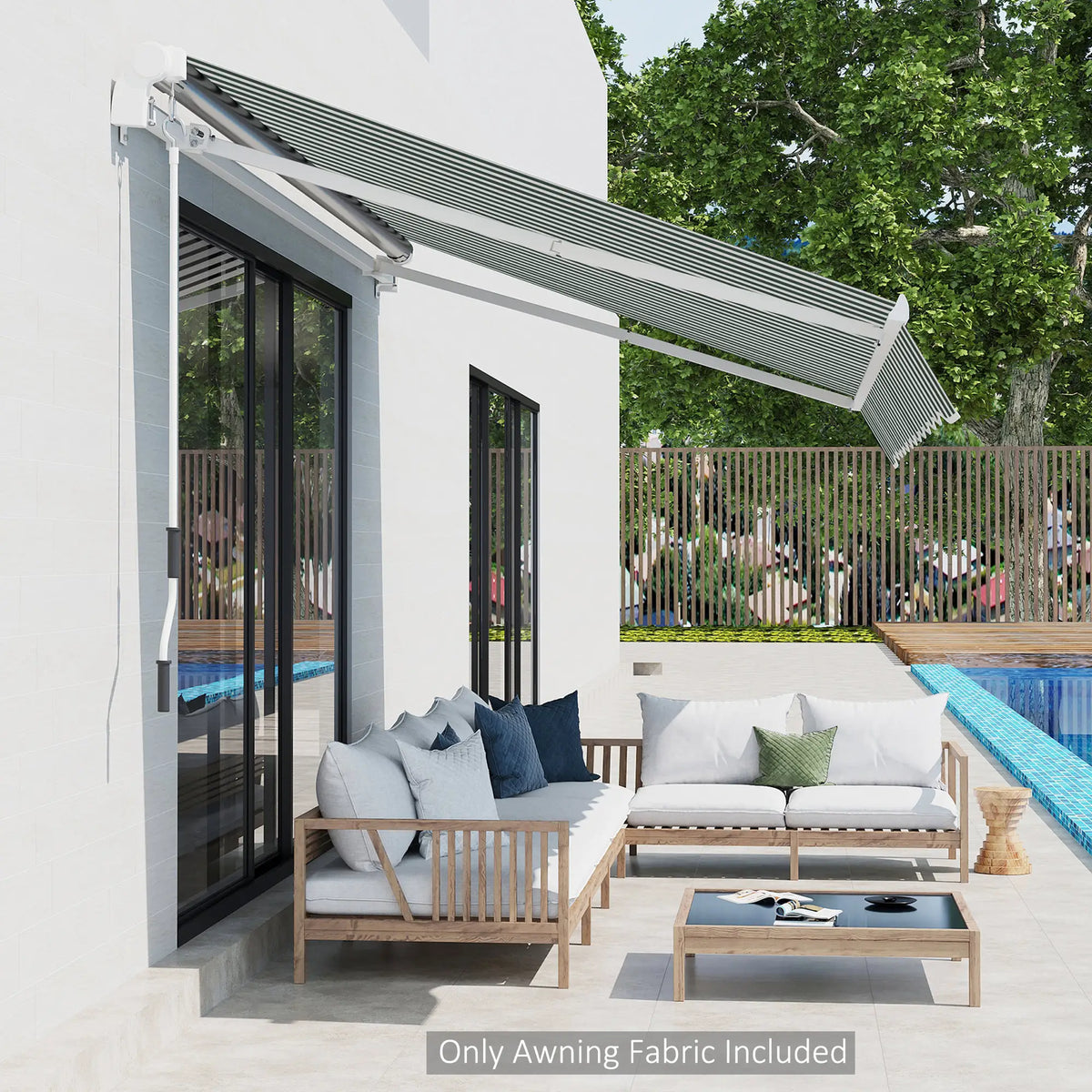 11' X 10' Retractable Awning Fabric Replacement, Uv Protection, Green And White Awning Fabric Replacement at Gallery Canada
