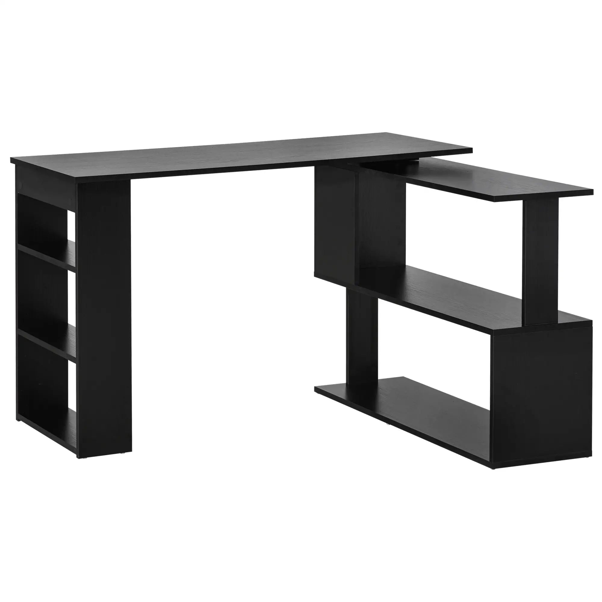 L Shaped Desk, 360° Rotating Corner, Computer Writing Table, Black Writing Desks Black at Gallery Canada