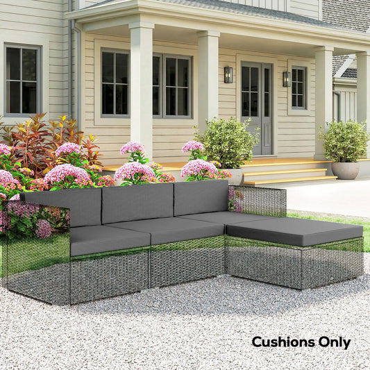 Water-Repellent Outdoor Loveseat Cushion, 23.6" x23.6", Removable Covers, Grey Patio Chair Cushions Grey at Gallery Canada