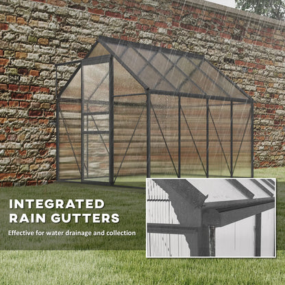 6' x 8' x 6.5' Polycarbonate Greenhouse, Walk-in, Adjustable Roof Vent, Charcoal Grey Walk In Greenhouses at Gallery Canada
