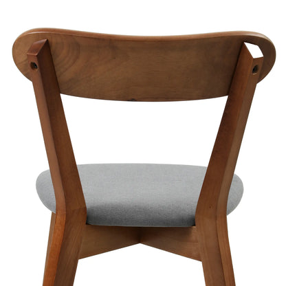 Upholstered Linen-Look Dining Chairs, Rubberwood Legs, Set of 2, Grey & Brown