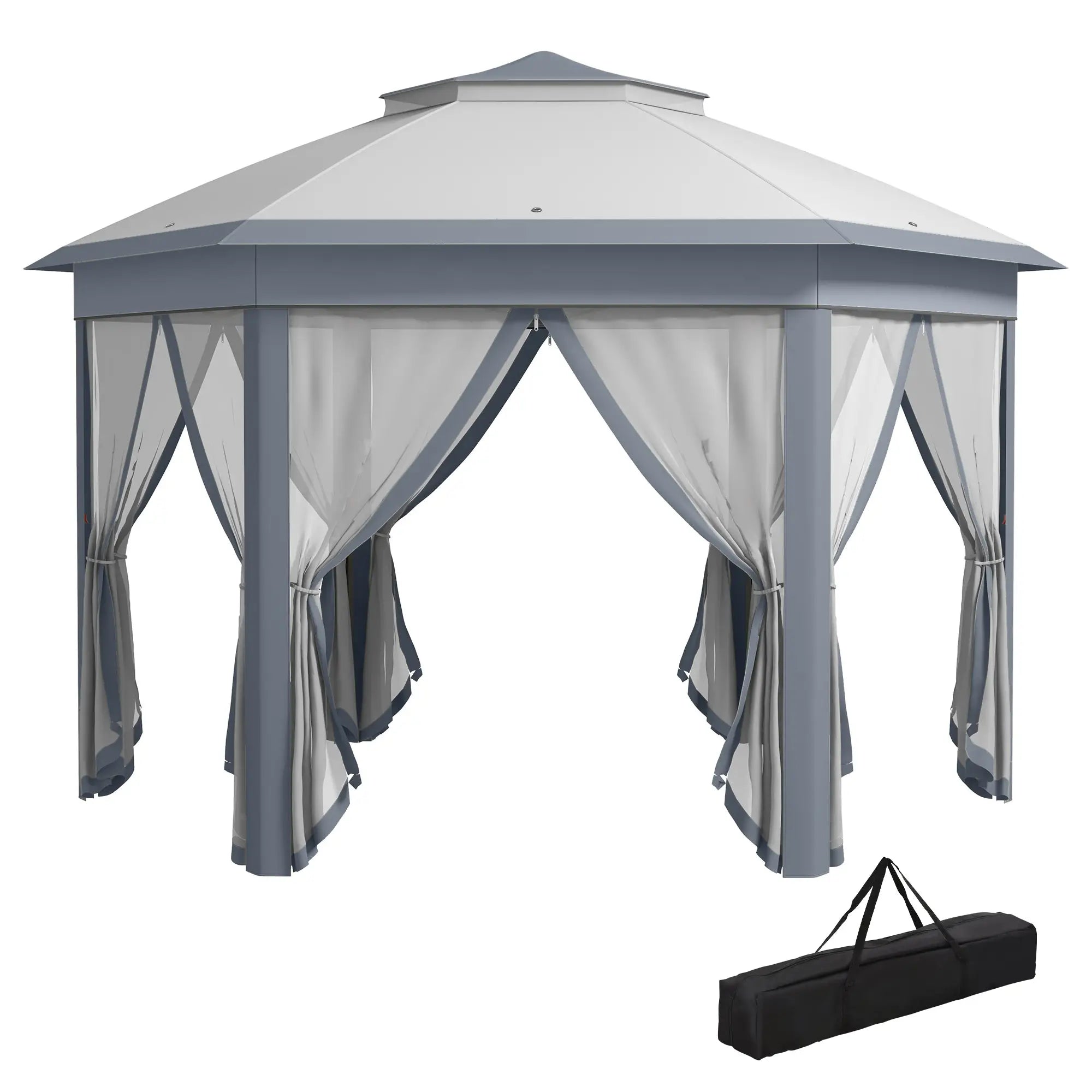 13' x 13' Pop Up Canopy Tent, Netting, Carry Bag, Instant Sun Shelter, Grey Pop Up Canopies at Gallery Canada