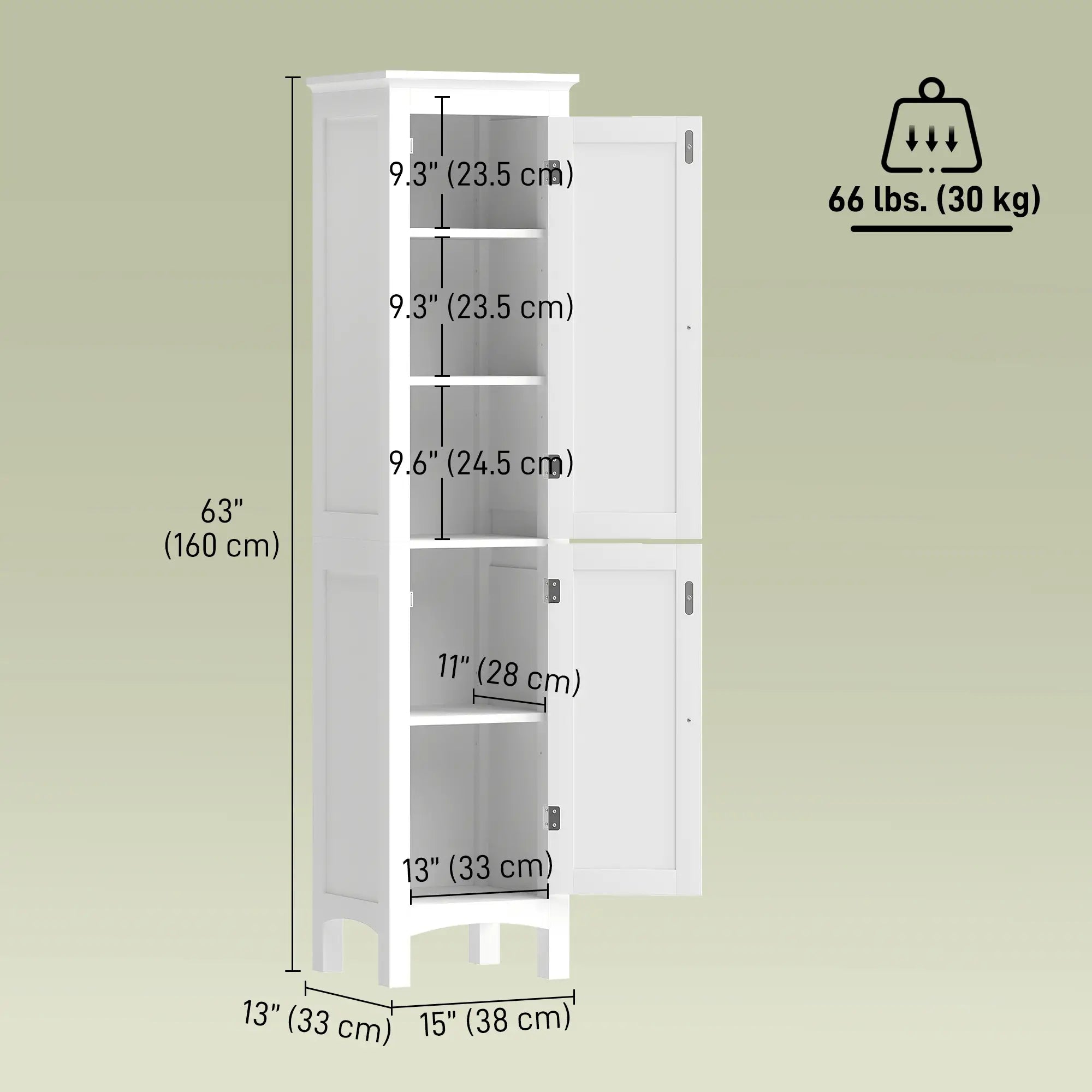 Tall Bathroom Cabinet, Freestanding Storage Organizer, 15