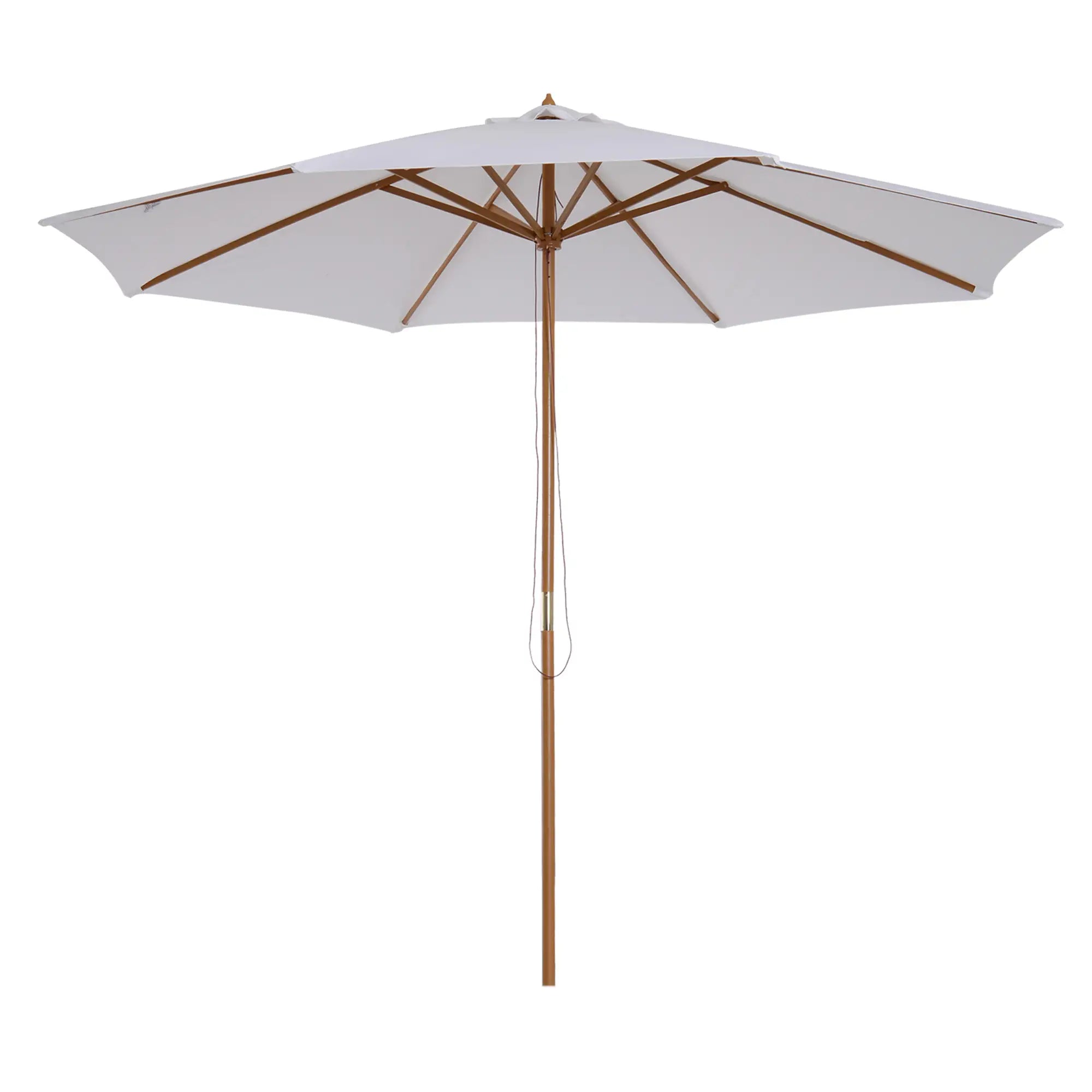 10' x 8' Bamboo Round Patio Umbrella, White Sun Umbrellas at Gallery Canada