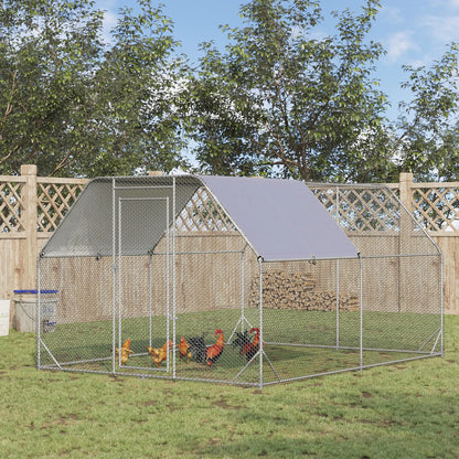 Galvanized Large Metal Chicken Coop Cage Walk-in Enclosure Poultry Hen Run House Playpen Rabbit Hutch with Cover for Outdoor Backyard 9.2' x 12.5' x 6.5' Silver Chicken Coops at Gallery Canada