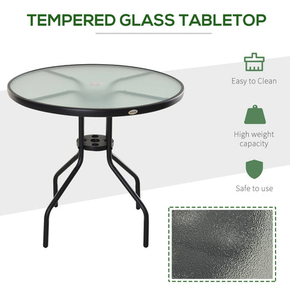 31.5" Round Outdoor Bistro Table, Tempered Glass Coffee Side Table Patio Side Tables at Gallery Canada