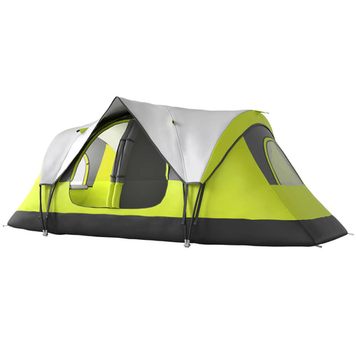 6-8 Person Camping Tent, 2000mm Waterproof Rainfly, Carry Bag, Green