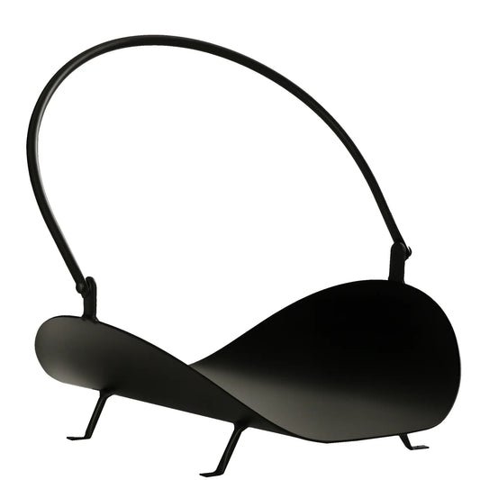 16" Firewood Log Rack, Curved Fireplace Holder, Black Firewood Racks Black at Gallery Canada
