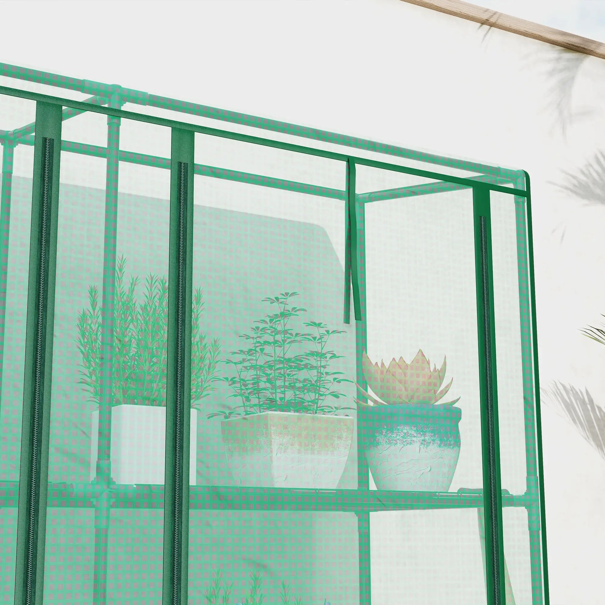 Lean-To Greenhouse, 3 Tier Shelves, 3 Roll-Up Doors, Indoor Outdoor, Green Greenhouses at Gallery Canada