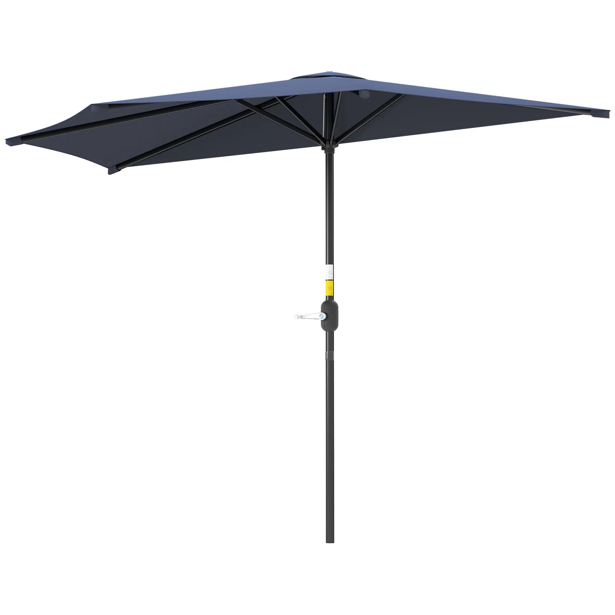 9.8ft Half Umbrella, Semi Round Patio Parasol, Crank Handle, Top Vent, Dark Blue Half Round Umbrellas Dark Blue at Gallery Canada