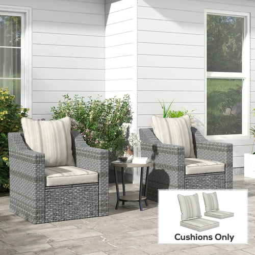 Seat Cushion Back Pillows Set of 2, Patio Chair Cushions, Indoor Outdoor, Grey