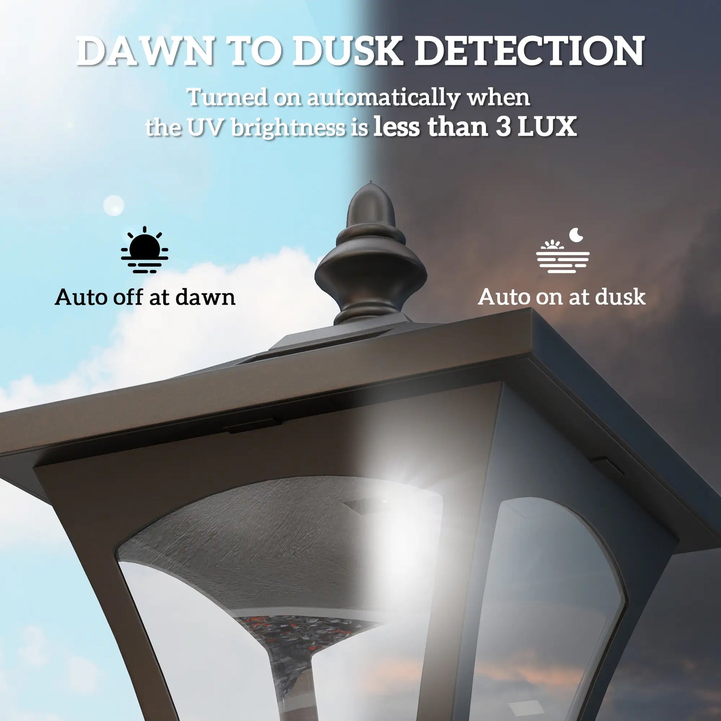 Solar Lamp Post, LED Streetlight, Outdoor Light, Waterproof, 47"H, Black Solar Post Lamps at Gallery Canada