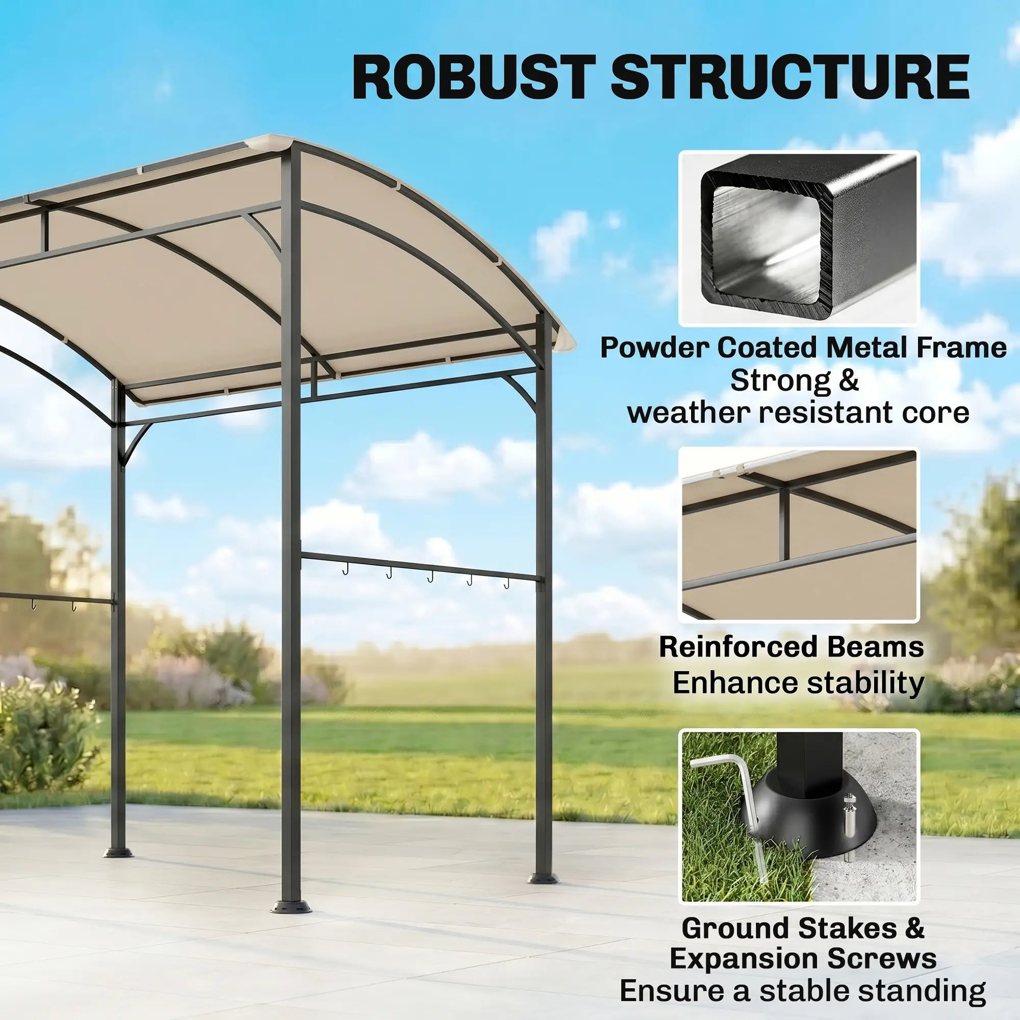 7' x 5' BBQ Grill Gazebo Tent, Steel Frame, Hooks, Beige BBQ Grill Gazebos at Gallery Canada