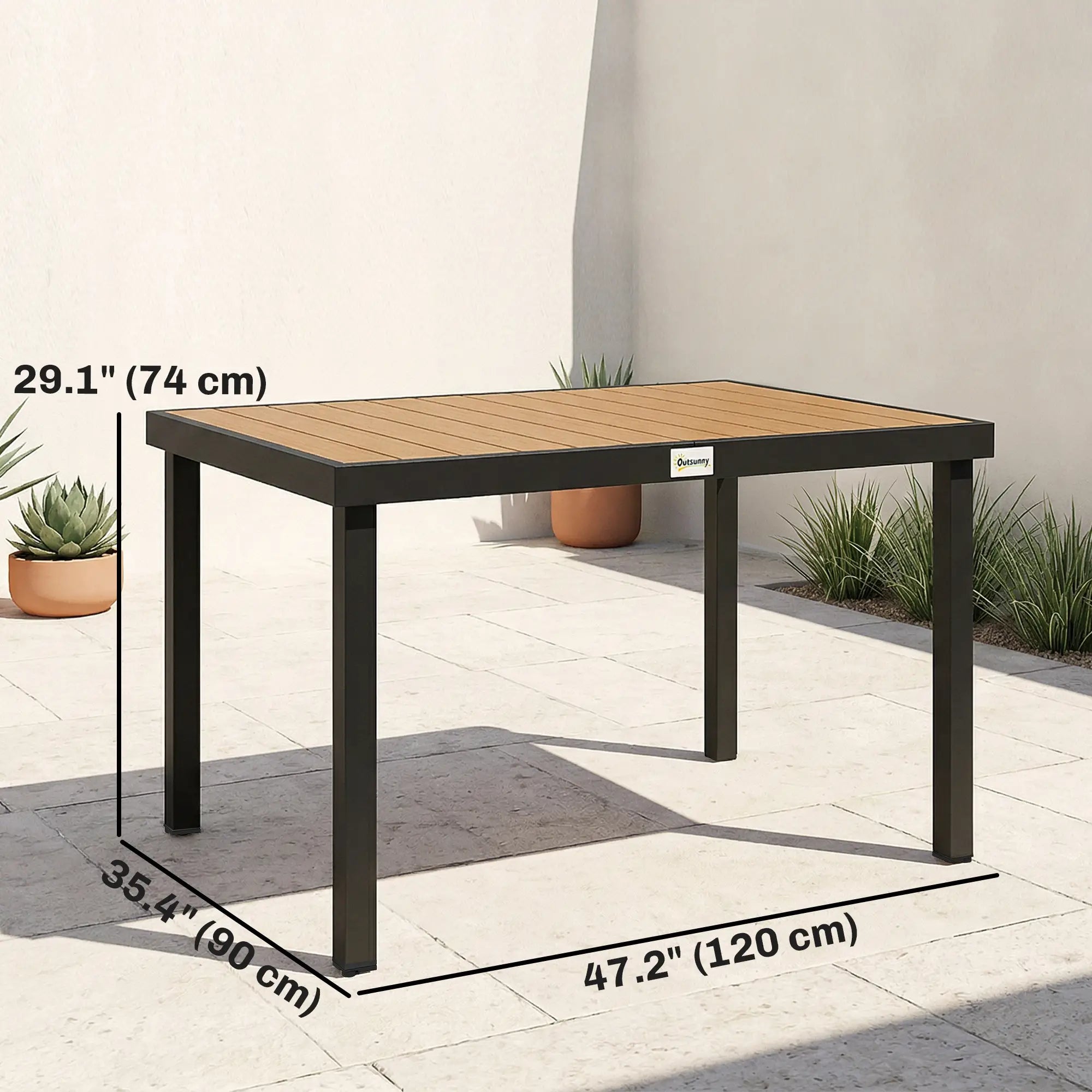 Aluminum Outdoor Dining Table for 6, 47.2