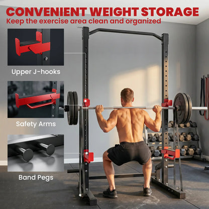 Power Cage Squat Rack, 1100LB, Pull-Up Bar, J-Hooks, Plate Storage Power Towers at Gallery Canada