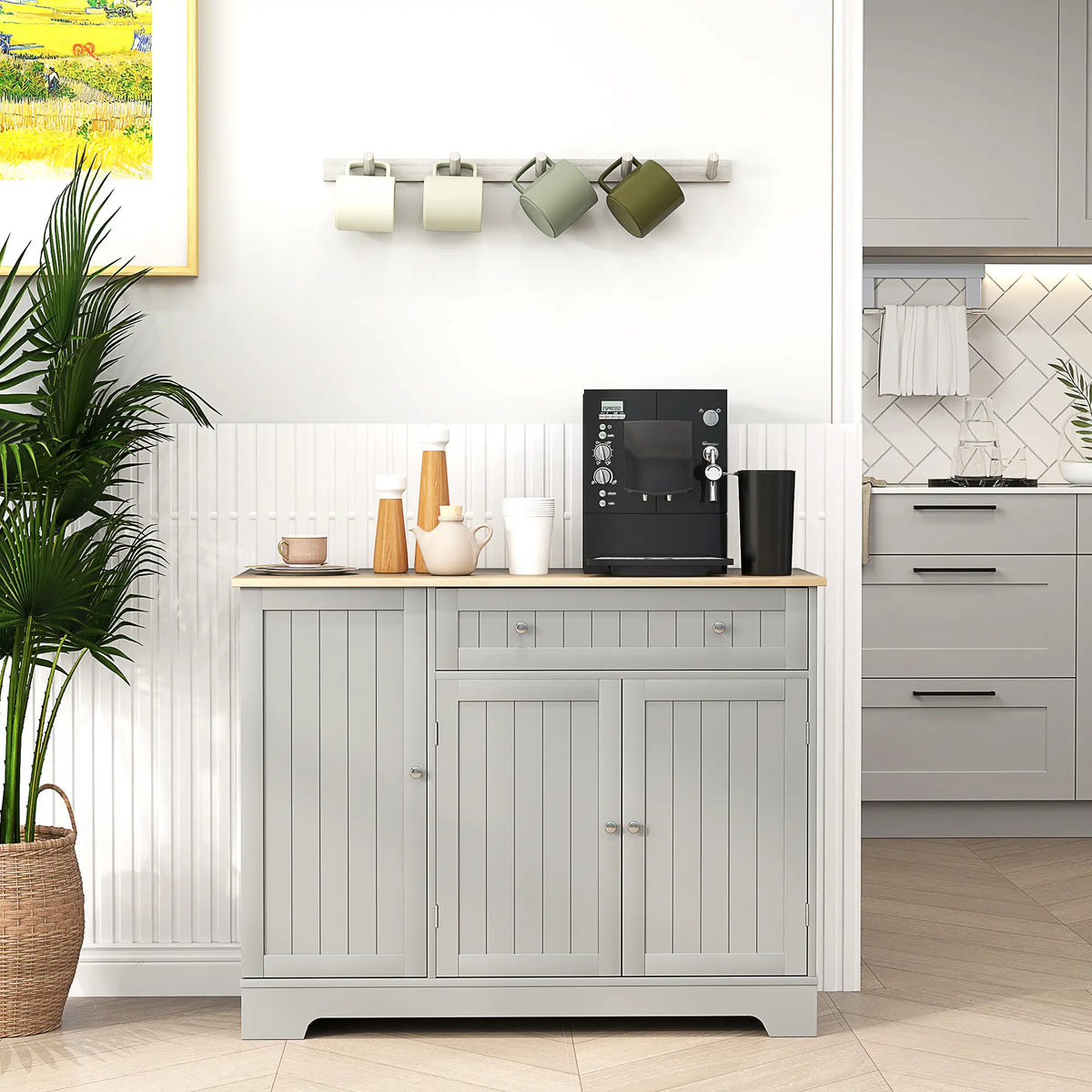 Modern Sideboard Cabinet, 41" Kitchen Buffet, Grey Bar Cabinets at Gallery Canada