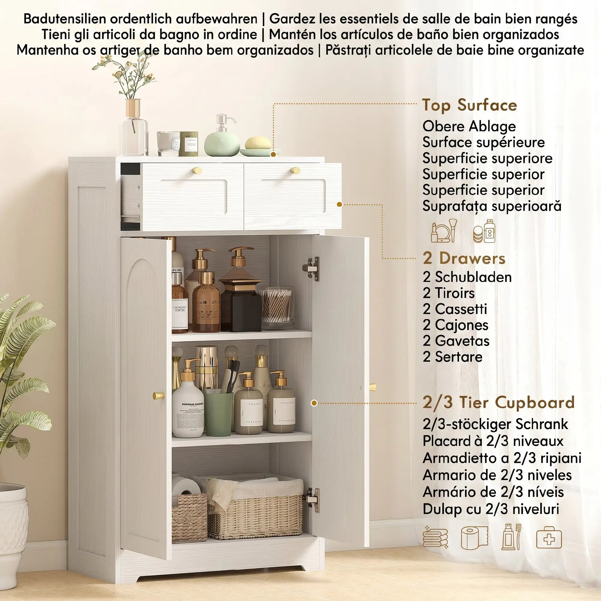 Bathroom Floor Cabinet With 2 Drawers, White Freestanding Bathroom Cabinets at Gallery Canada