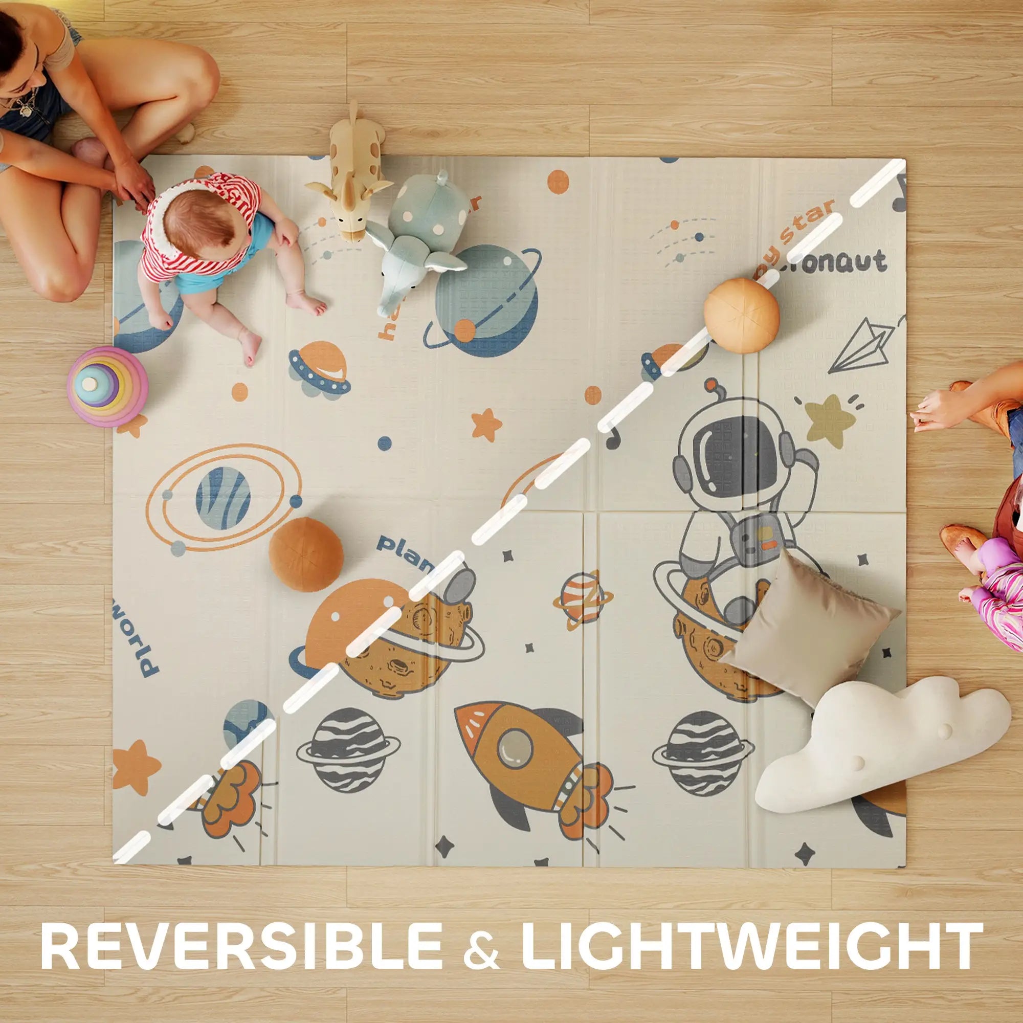 Double Sided Baby Play Mat, Reversible Waterproof, Astronaut Planet Theme Kids Gym & Playmats at Gallery Canada
