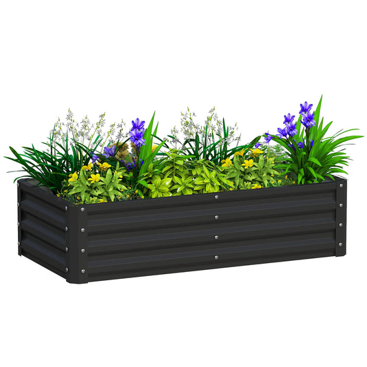 Galvanized Raised Garden Bed, Planter Box, 4' x 2' x 1', Black Galvanized Planter Boxes Black at Gallery Canada