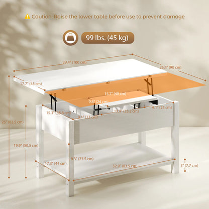Lift Top Coffee Table, with Storage, White Coffee Tables at Gallery Canada