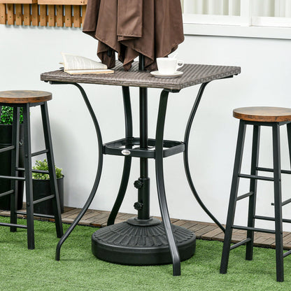 Wicker Dining Table, 34 Inch, Outdoor PE Rattan, Umbrella Hole, Light Grey Patio Side Tables at Gallery Canada