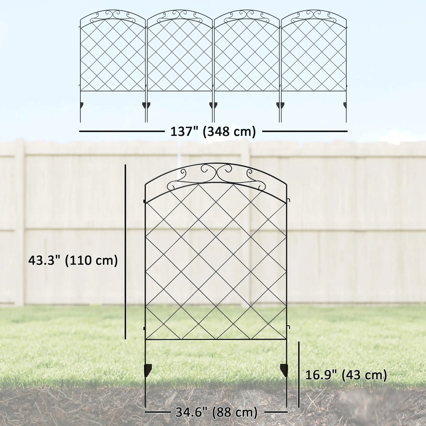 4 Pack Garden Fencing for Yard, Decorative Fence Panels as Animal Barrier and Flower Edging, Circle, Black Garden Fences at Gallery Canada