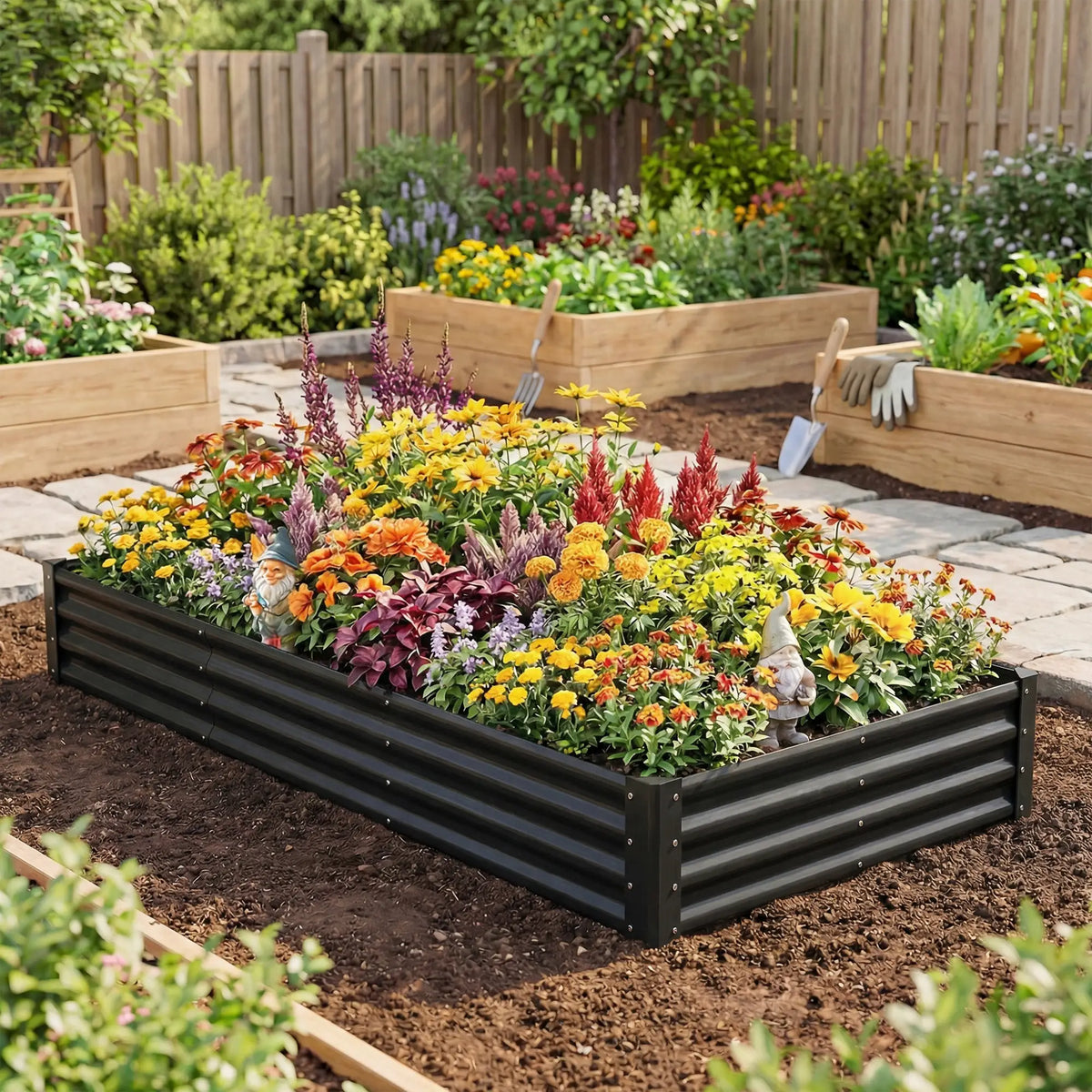 8 x 4 x 1ft Galvanized Raised Garden Bed, Reinforced Planter Box, Black Galvanized Planter Boxes at Gallery Canada