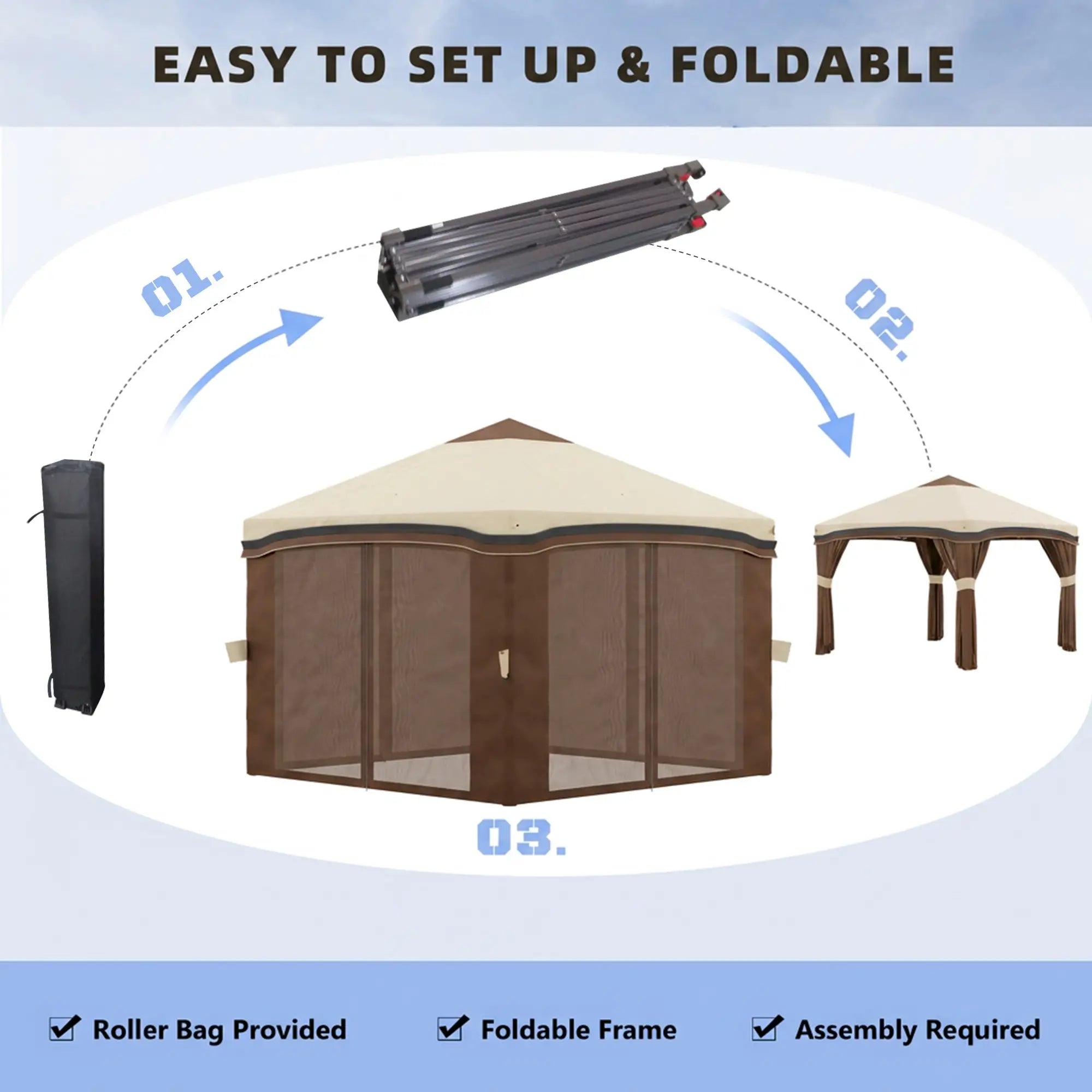 10' X 10' Pop Up Canopy With Netting, Foldable Tents, Height Adjustable Pop Up Canopies at Gallery Canada