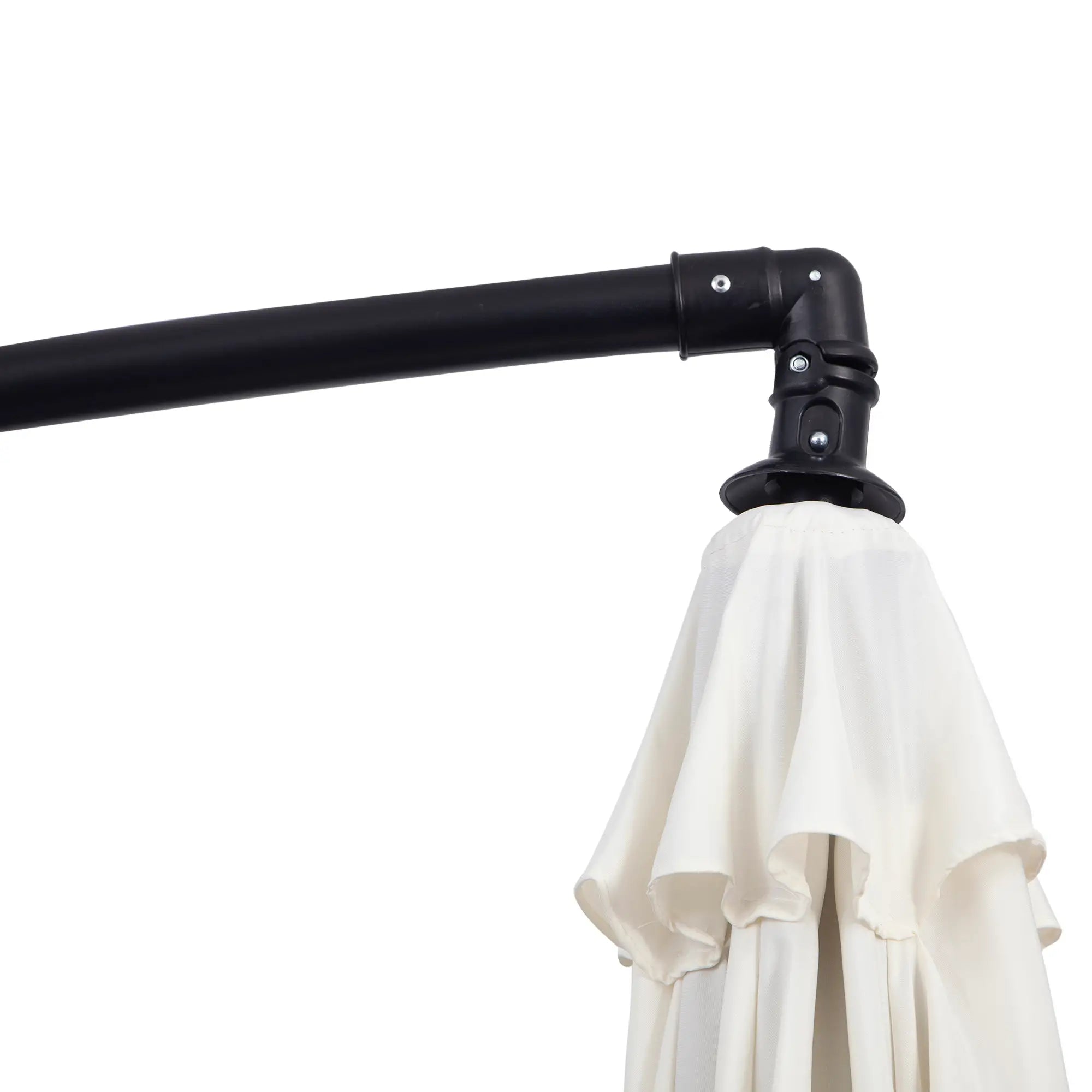 9.7ft Offset Patio Umbrella, Crank Handle, 8 Ribs, Cross Base, Cream Cantilever Umbrellas at Gallery Canada