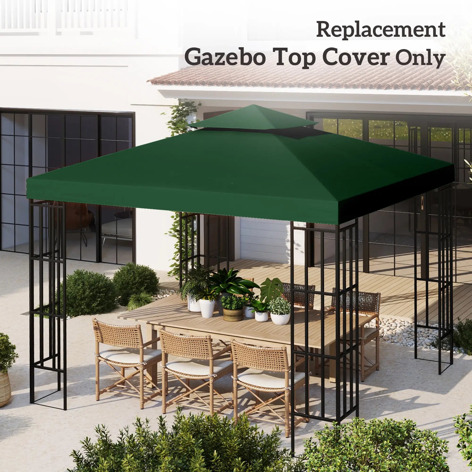 10'X10' Canopy Replacement 2-Tier Top Cover, Green Gazebo Canopy Replacement at Gallery Canada