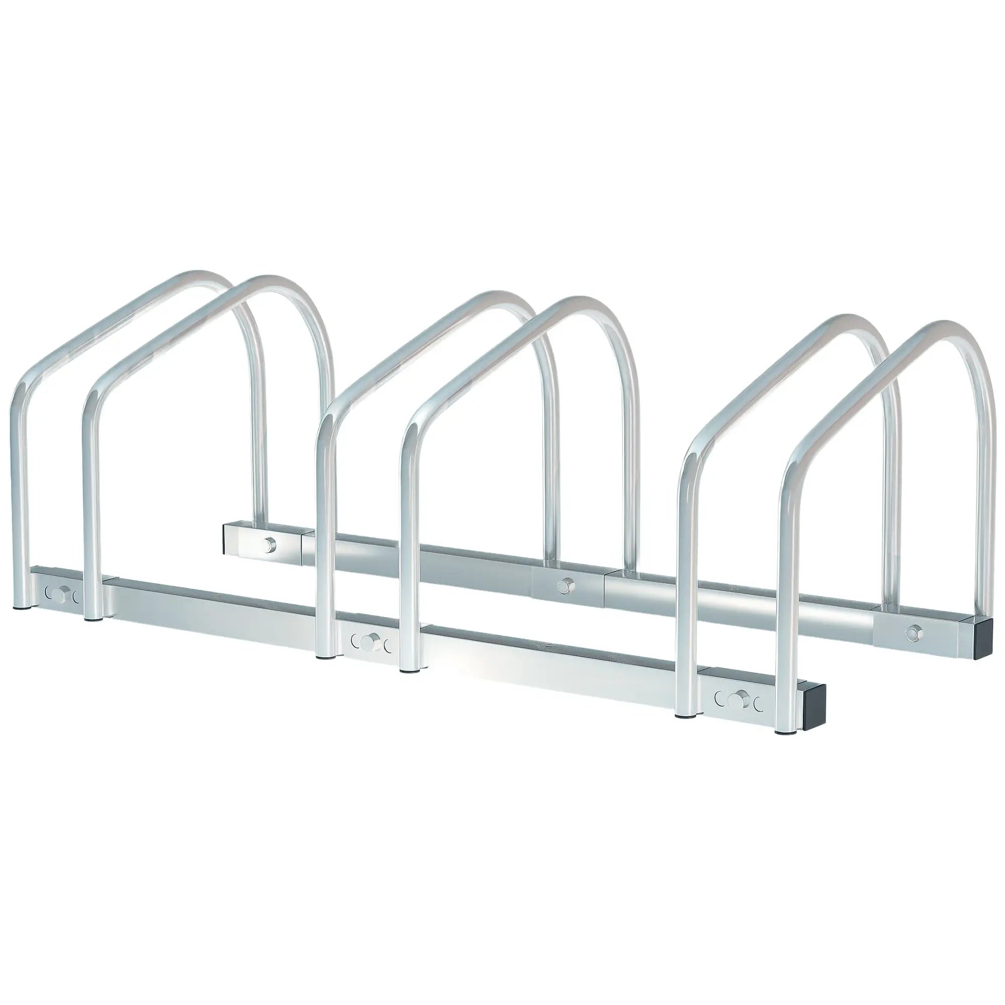 3-Bike Floor Parking Rack, Cycling Storage Stand, Silver Bike Parking Stands Silver at Gallery Canada