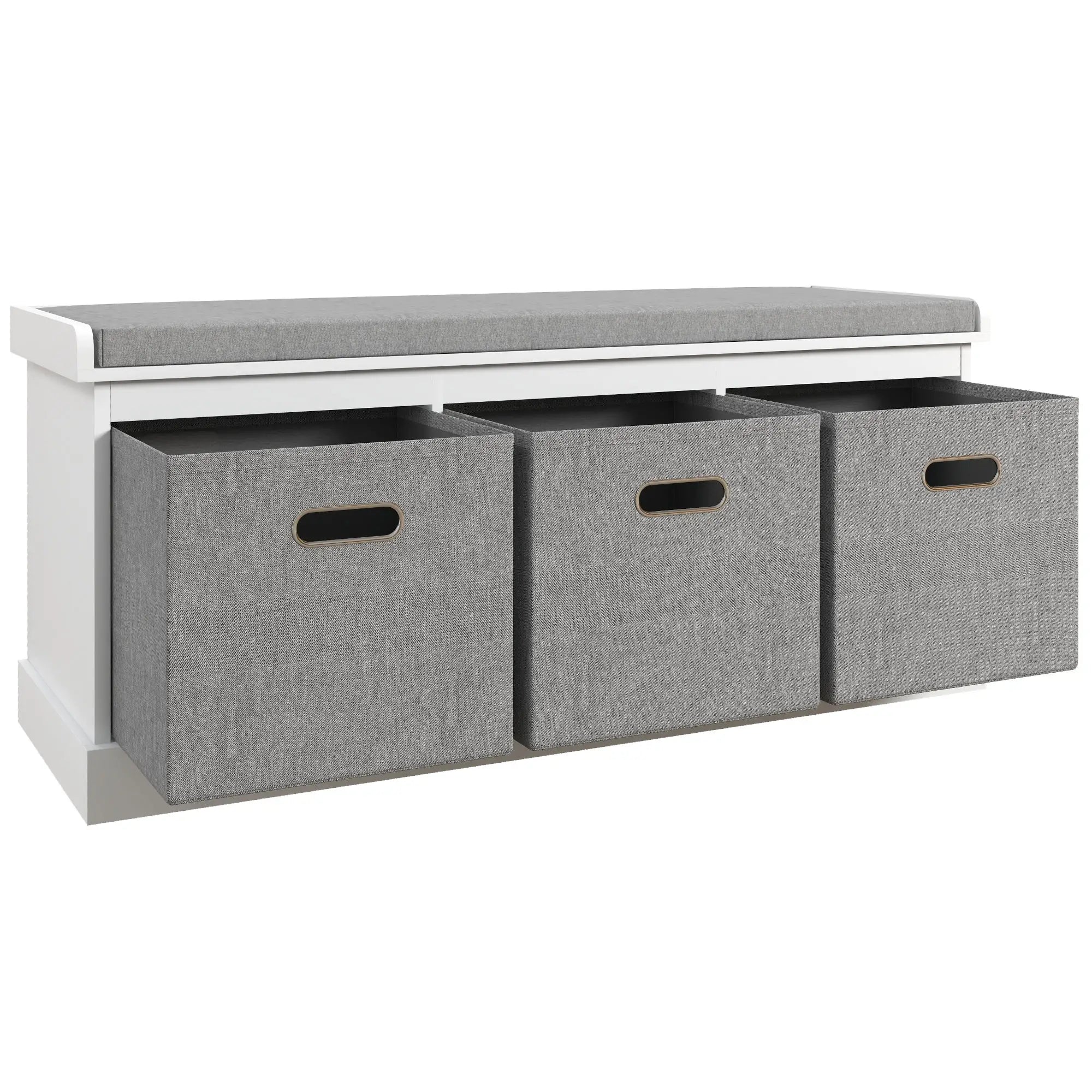 Shoe Storage Bench With Seat, 3 Fabric Drawers, White Shoe Storage Cabinets & Racks at Gallery Canada