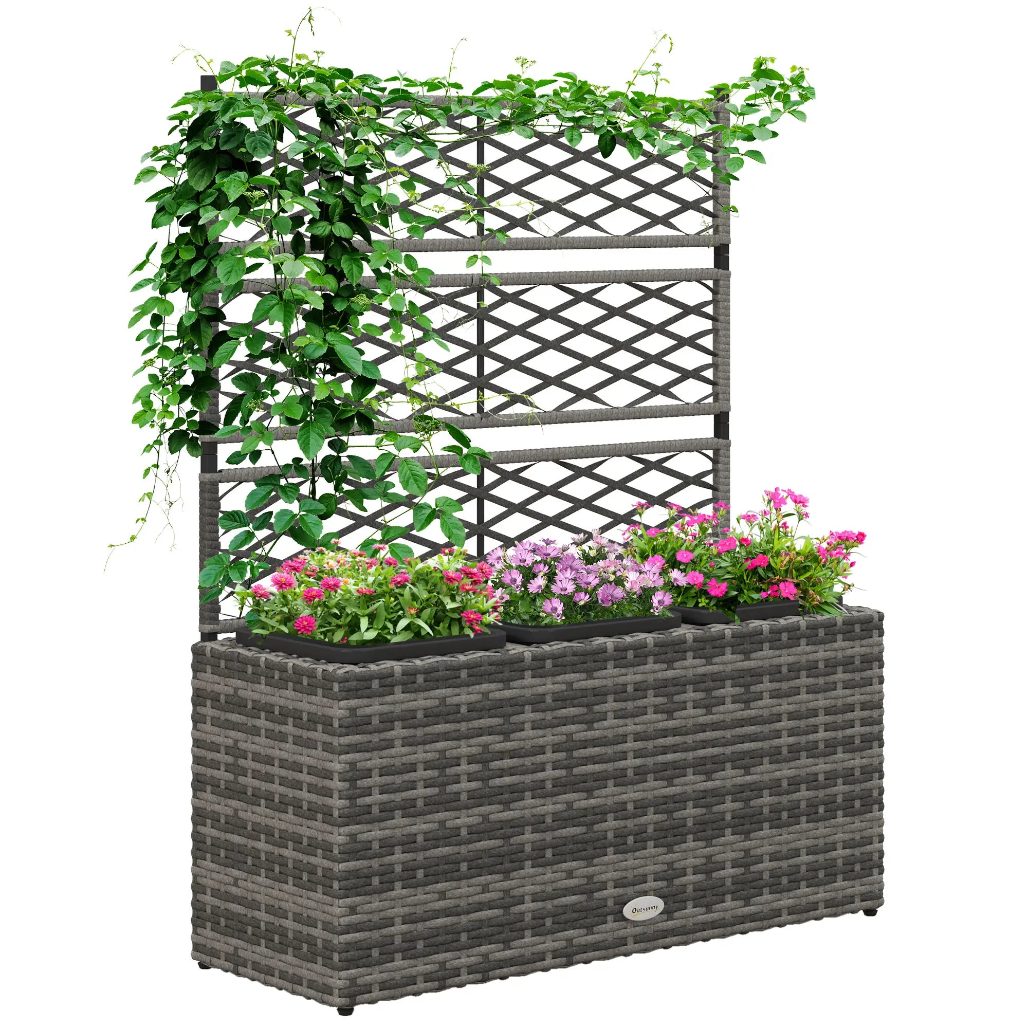Wicker Raised Garden Bed With Trellis, 42
