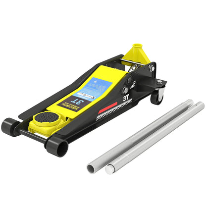 3 Ton Hydraulic Low Profile Trolley Floor Jack, Dual Piston Pump, 3-19.6in Automotive Yellow at Gallery Canada