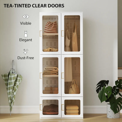 Portable Wardrobe, Foldable Plastic Closet, 6 Compartments, White Clothing Storage at Gallery Canada