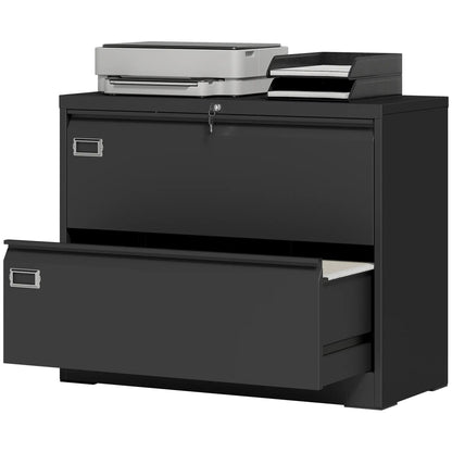 2 Drawer Lateral Filing Cabinet, Lockable Steel, A4 Letter Legal Size, Black Office Cabinets & Cupboards Black at Gallery Canada
