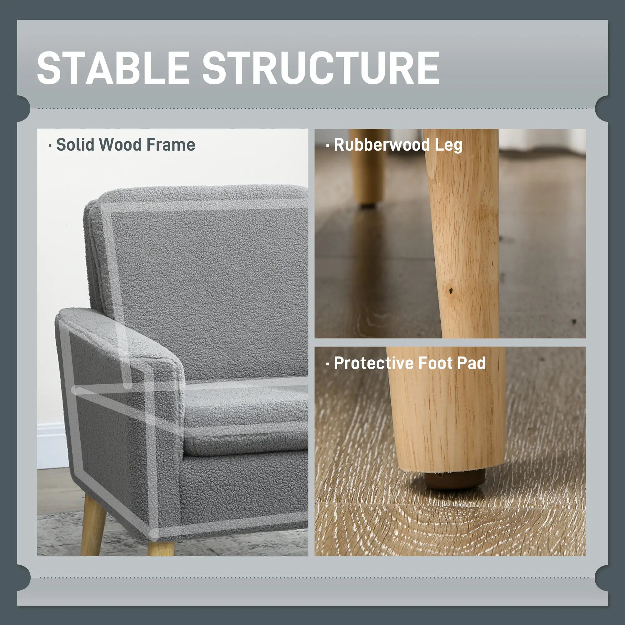 Modern Fabric Accent Chair, Upholstered Armchair with Wood Legs, Grey Accent Chairs at Gallery Canada