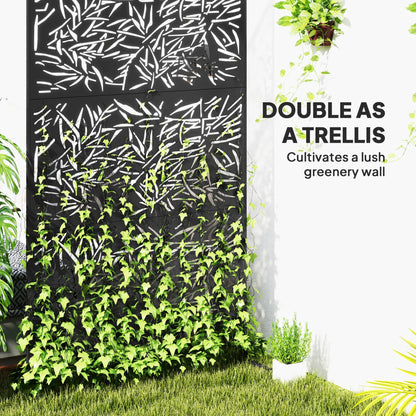 Metal Privacy Screen Freestanding Divider, 78" x 48", Black Side Awnings at Gallery Canada