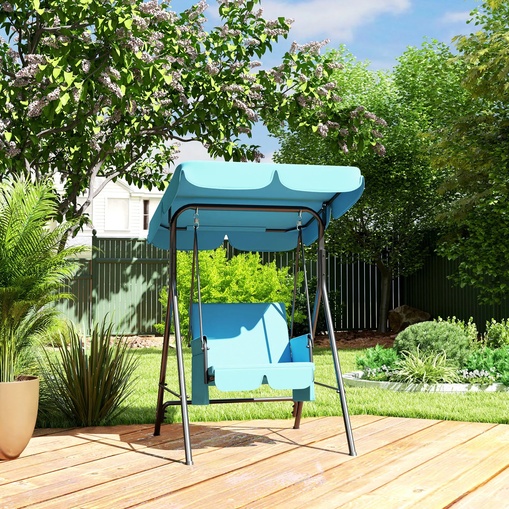 Outdoor Porch Swing, Adjustable Canopy, Removable Cushion, 1-Seat Patio Swings with Stand at Gallery Canada