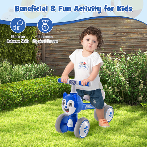 Baby Balance Bike, No Pedal, Lightweight, 4 Wheels, Blue