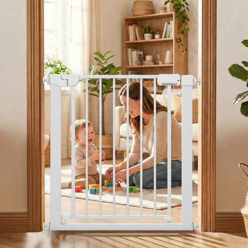 Pressure Mounted Auto-Close Baby Gate, White